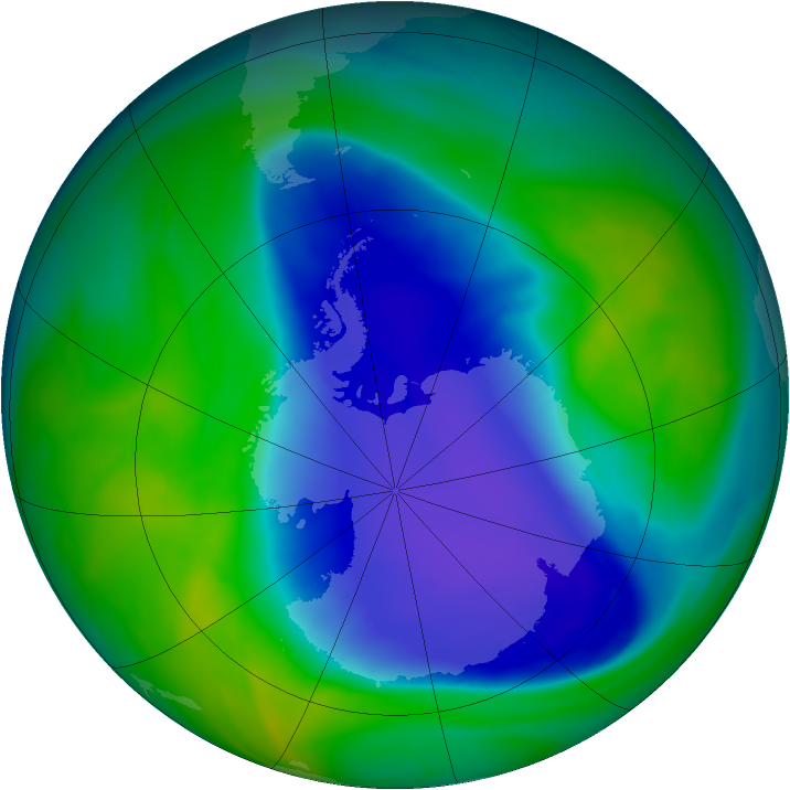 Antarctic ozone map for 15 November 2006